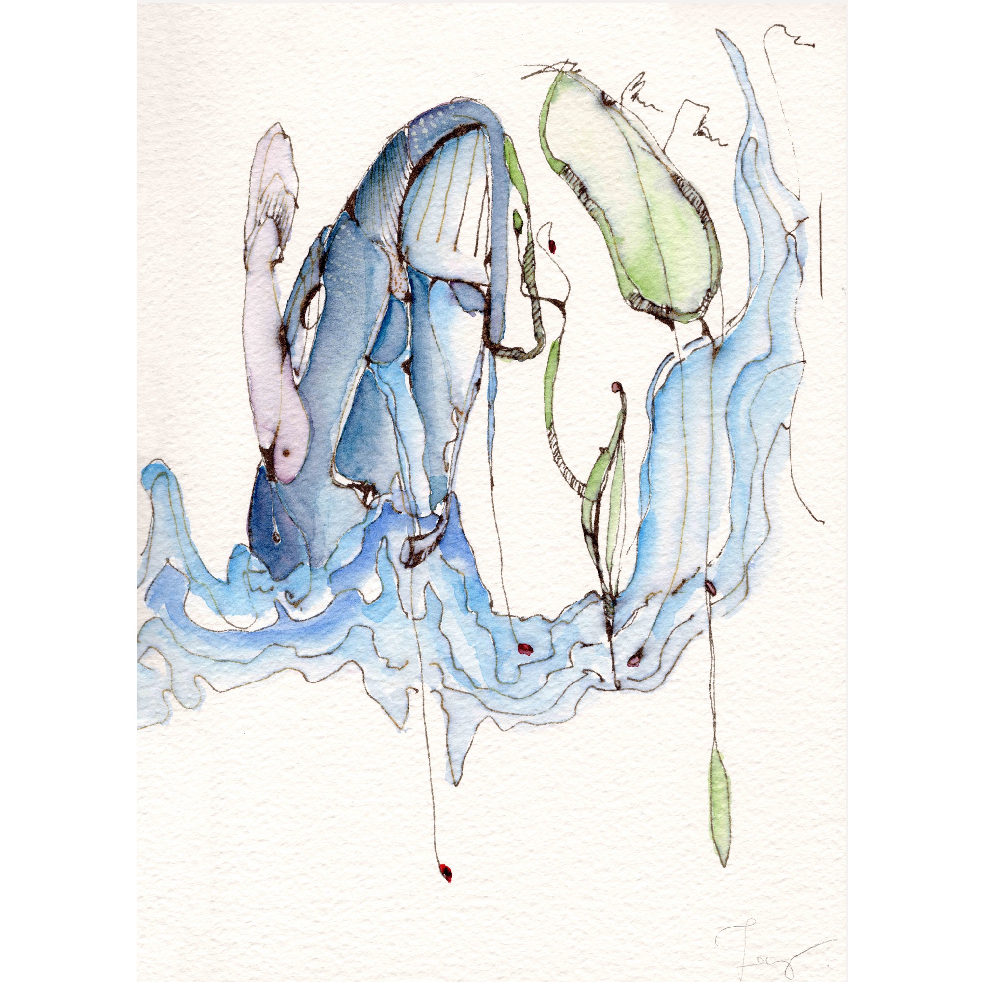 Whale, original watercolour artwork by FZ Studio